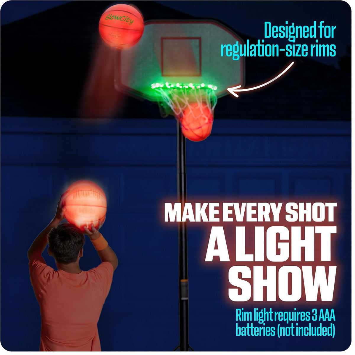 Glow in the Dark Basketball - Size 5, 6, 7 Light up Ball for Kids, Teens & Adults - Night Outdoor Games - Sports Birthday Gifts Ideas for Boys Ages 6 7 8 9 10 11 12 13 14 15