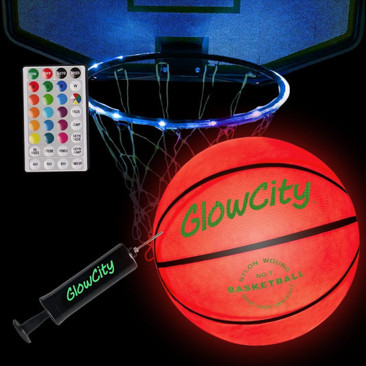 Glow in the Dark Basketball - Size 5, 6, 7 Light up Ball for Kids, Teens & Adults - Night Outdoor Games - Sports Birthday Gifts Ideas for Boys Ages 6 7 8 9 10 11 12 13 14 15