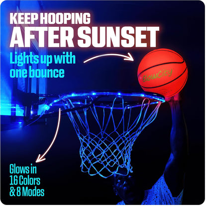 Glow in the Dark Basketball - Size 5, 6, 7 Light up Ball for Kids, Teens & Adults - Night Outdoor Games - Sports Birthday Gifts Ideas for Boys Ages 6 7 8 9 10 11 12 13 14 15